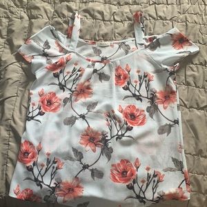 Pale blue floral off the shoulder top